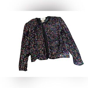 Vintage Papell Boutique 100% Silk Sequin Jacket- Size Large